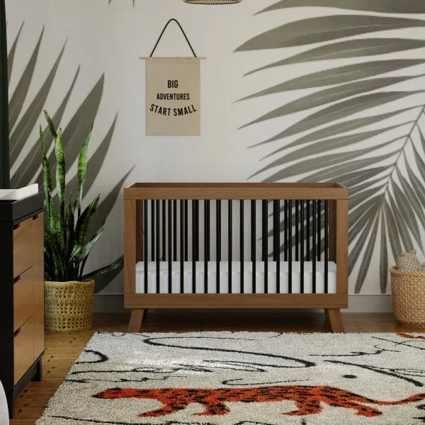 Babyletto Hudson 3-in-1 Convertible Crib with Toddler Conversion Kit - Natural Walnut and Black